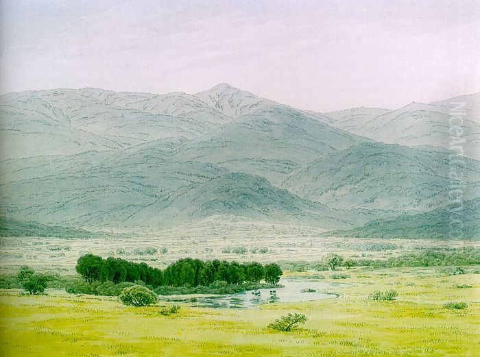 Landscape in the Riesengebirge Oil Painting by Caspar David Friedrich