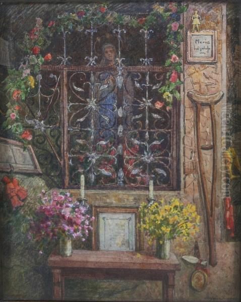 Saint's Niche In A Church Oil Painting by Stefan Simony