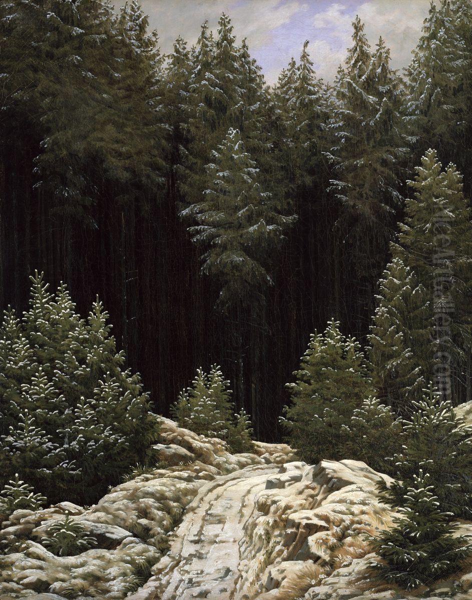 Early Snow Oil Painting by Caspar David Friedrich