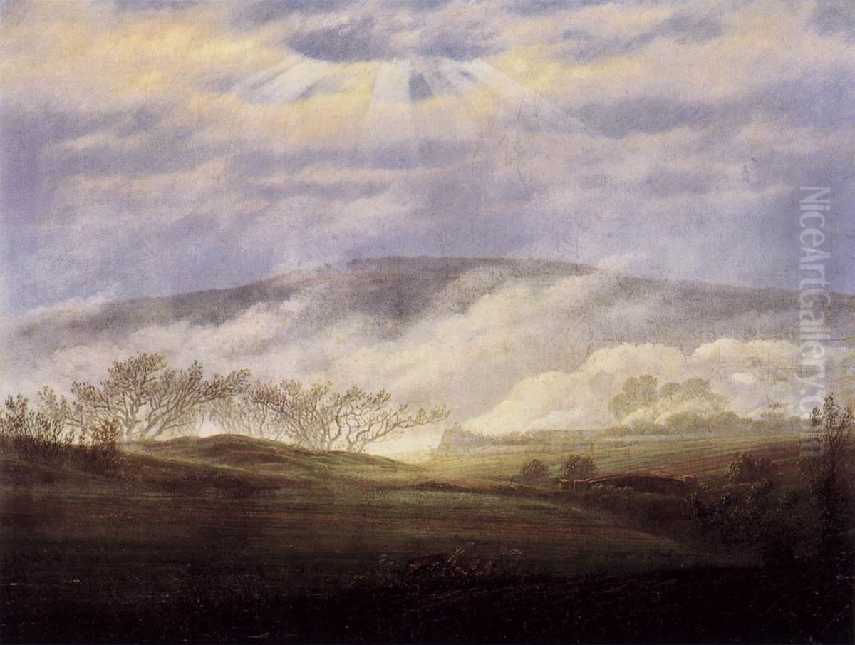Fog in the Elbe Valley Oil Painting by Caspar David Friedrich