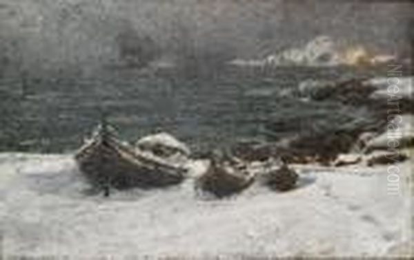 Vinterdag 1907 Oil Painting by Otto Ludvig Sinding