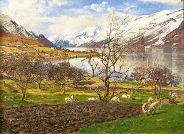 Ullensvang I Hardanger Oil Painting by Otto Ludvig Sinding
