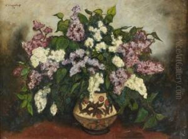 Bouquet De Lilas Oil Painting by Nicolas Sinezouboff