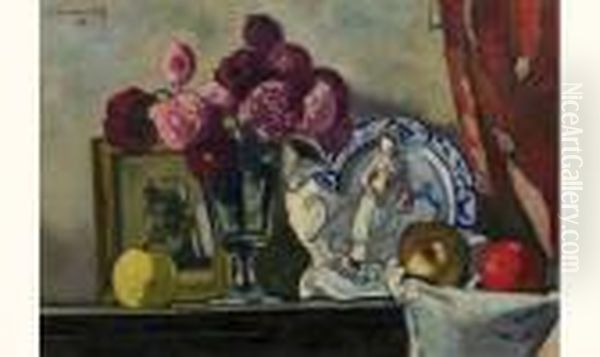 Still Life With Photo Oil Painting by Nicolas Sinezouboff