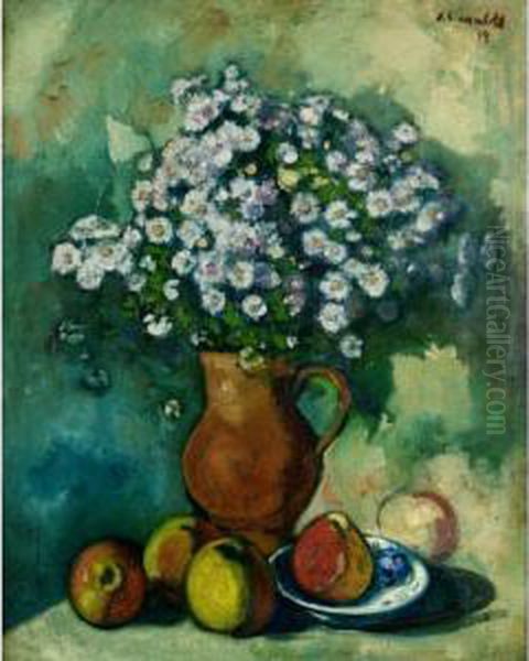 Still Life With Flowers And Fruits Oil Painting by Nicolas Sinezouboff