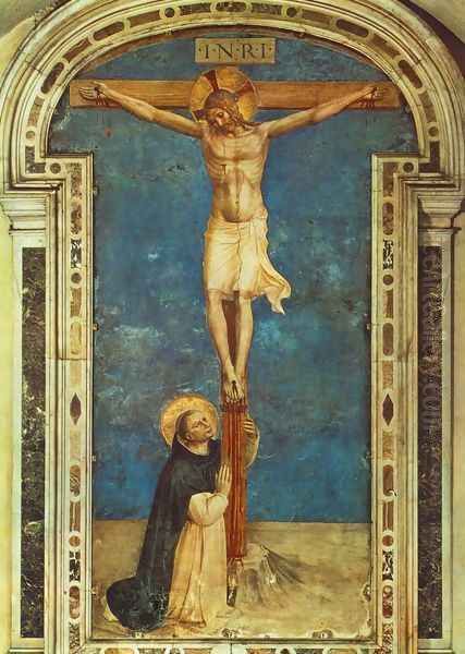 Saint Dominic Adoring the Crucifixion Oil Painting by Angelico Fra