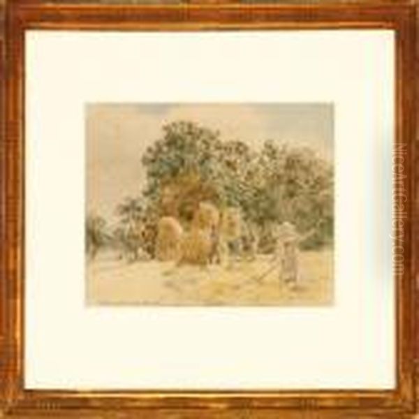 A Harvest Scenery Oil Painting by Joakim Skovgaard