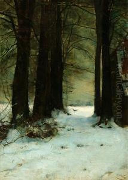 The Lane Of Trees Behind Castle Maurick In Vught Oil Painting by Frans Slager