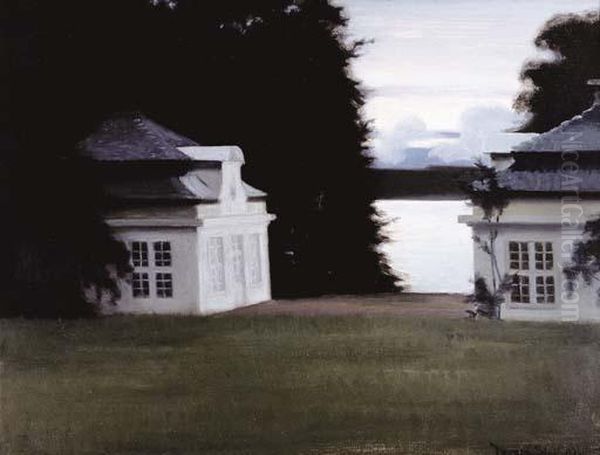Eremitagepavillonerne I 
Fredensborg Slotshave (the Eremitage Pavilions In The Royal Gardens At 
Fredensborg) Oil Painting by Harald Slott-Moller