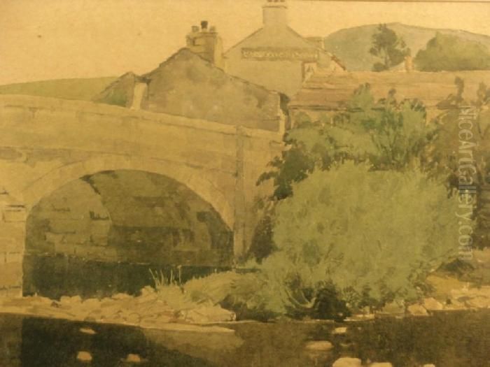 River And Buildings Oil Painting by Rowley Smart