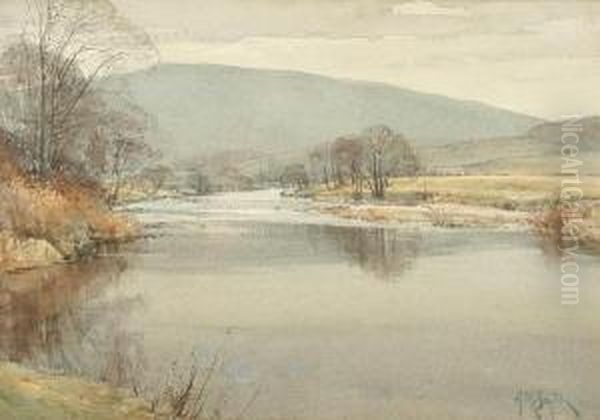 A Riverside View, Bolton Abbey, Yorkshire Oil Painting by Arthur Reginald Smith
