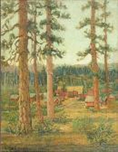 Logger's Camp Oil Painting by Frederick Carl Smith