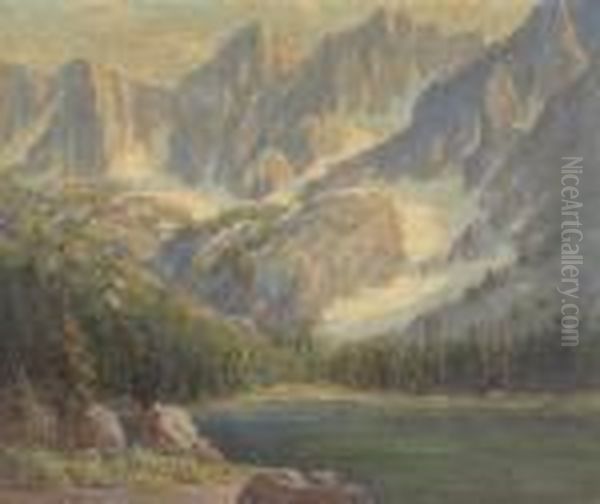 Sierra Lake, Thought To Be T.j. Lake, Mammoth Oil Painting by Frederick Carl Smith