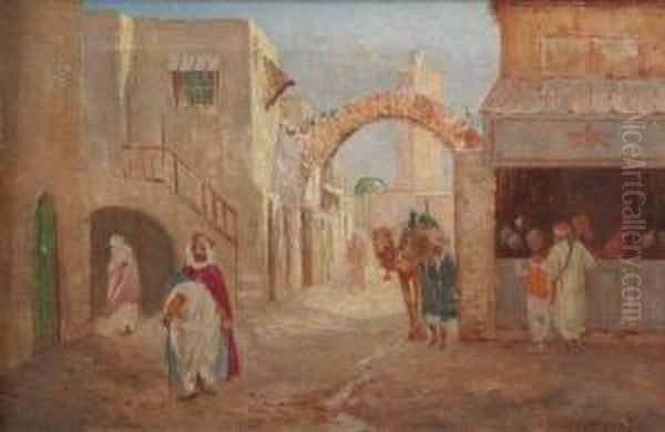 Arab Street Scene Oil Painting by Frederick Carl Smith