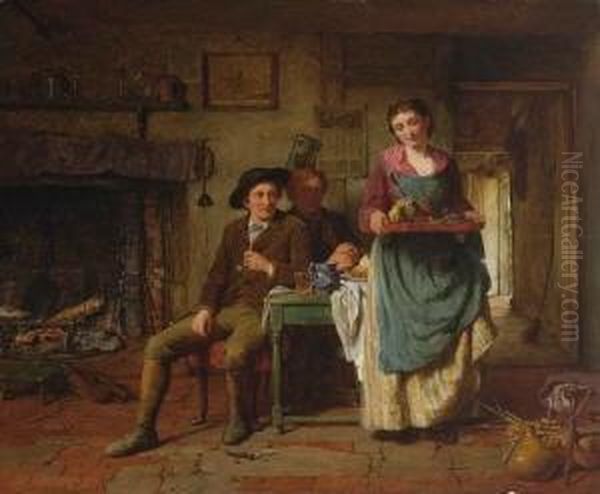 Brotzeit In Der
 Bauernstube. Oil Painting by George Smith