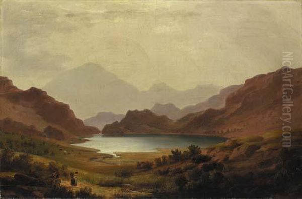 Llyn Dinas Near Beddgelert, North Wales Oil Painting by William Russell Smith