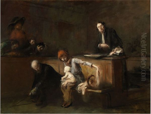 A Court Scene Oil Painting by Jean-Louis Forain