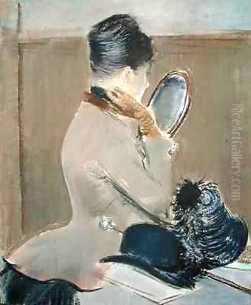 At the Milliner Oil Painting by Jean-Louis Forain