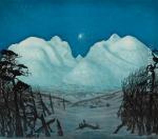 Vinternatt I Rondane 1917 1917 Oil Painting by Harald Oscar Sohlberg