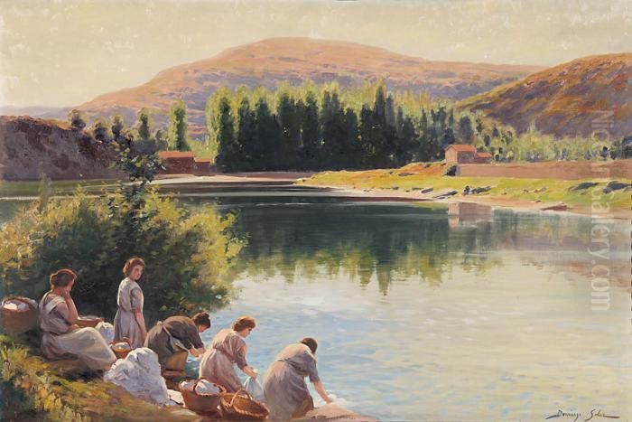 Lavanderas Oil Painting by Domingo I Solergili