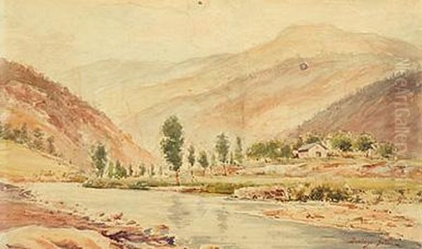 Paisaje Con Rio Oil Painting by Domingo I Solergili