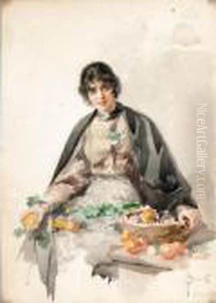 Sketch Of A Venetian Lady Oil Painting by Sergei Solomko