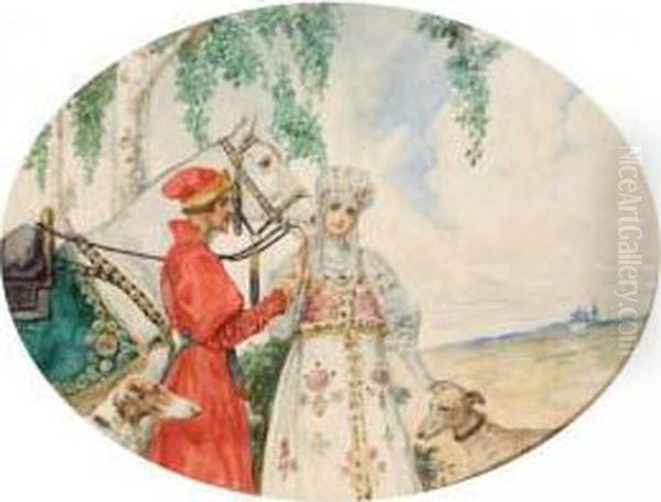 The Young Lovers Oil Painting by Sergei Solomko