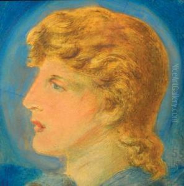 Study Of A Woman With Red Hair Oil Painting by Simeon Solomon