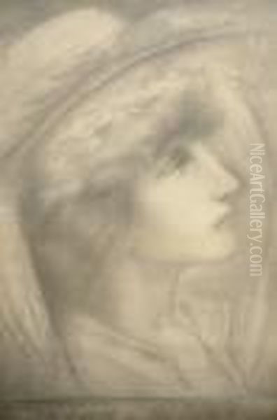 Soloman -- 'the Angel Of The 
Annunciation', 1894; Reproduction Print, In An Ebonised Frame, 48x31.3cm Oil Painting by Simeon Solomon