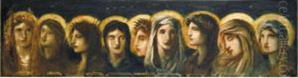 Love Joy Peace Longsuffering 
Gentleness Goodness Faith Meekness Temperance Oil Painting by Simeon Solomon