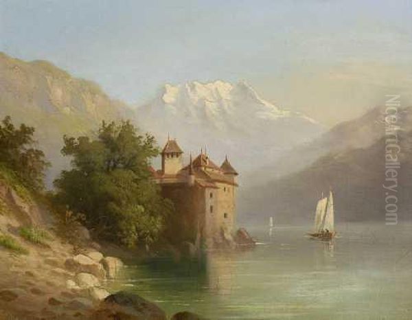 Blick Auf Schloss Chillon Oil Painting by Ferdinand Sommer