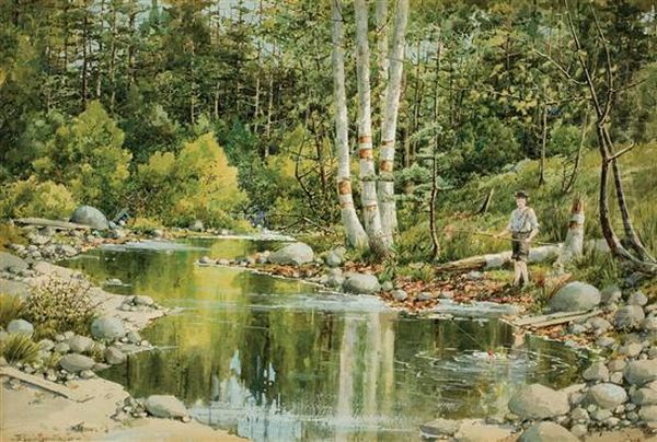 The Young Fisherman Oil Painting by William Louis Sonntag