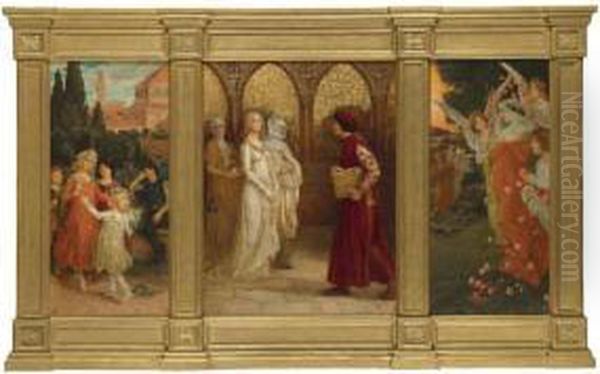 Scenes From Dante Alighieri's ?la Vita Nuova? Oil Painting by Elisabeth Sonrel