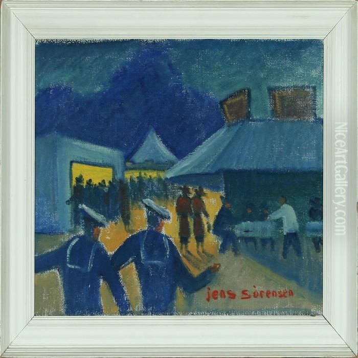 Night Scenery From Bakken Oil Painting by Jens Sorensen