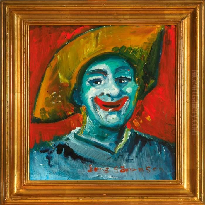 Two Clowns Portraits Oil Painting by Jens Sorensen