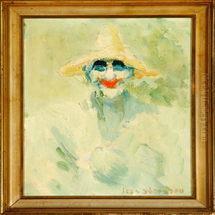 Portraeit Of Pejrrot Oil Painting by Jens Sorensen