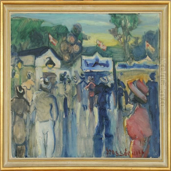 People On The Dyrehavsbakken Oil Painting by Jens Sorensen