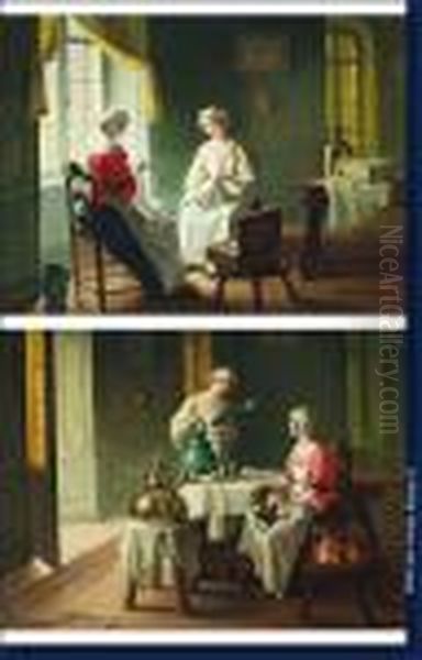 Paire De Tableaux Oil Painting by Albert Sorkau