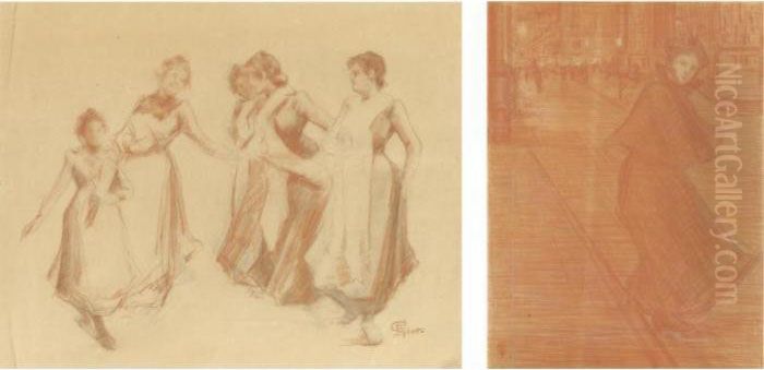 Chiacchiere. Studio Per Corso Garibaldi Oil Painting by Giovanni Sottocornola