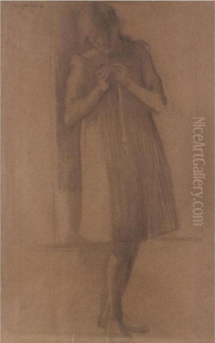 Bambina Che Infila L'ago Oil Painting by Giovanni Sottocornola