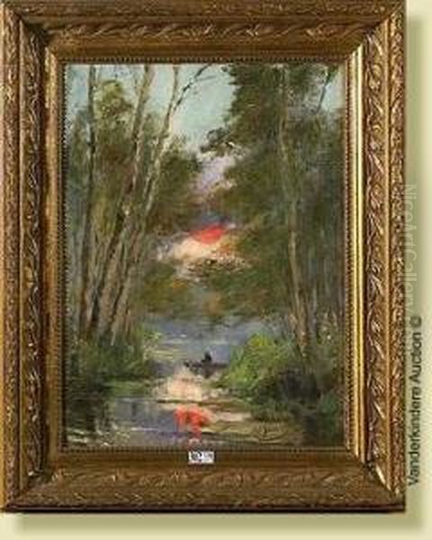 Pecheur Au Crepuscule Oil Painting by Octaaf Soudan