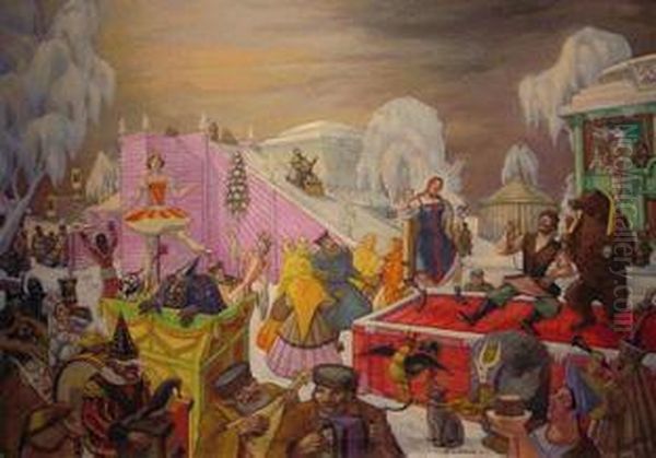 Puppets & People Oil Painting by Serge Iurevich Soudeikine