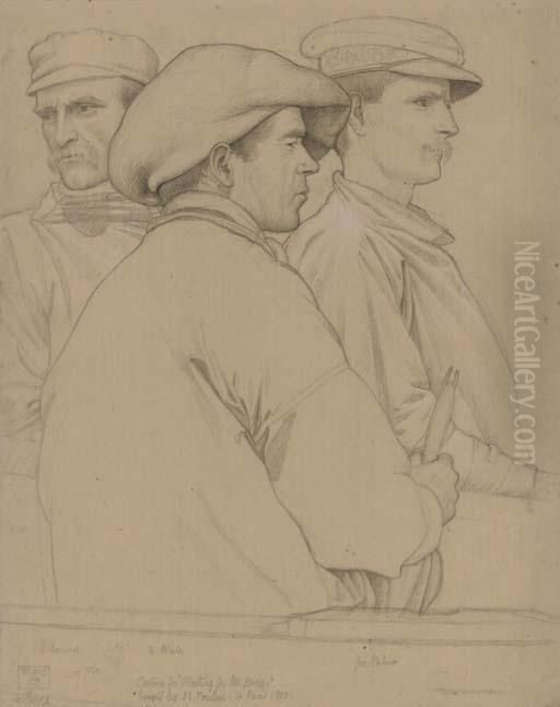 Cartoon For 'waiting For The Breeze' Oil Painting by Joseph Edward Southall