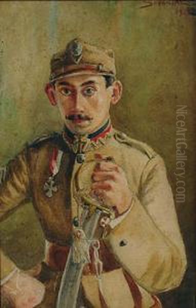 Portret Oficera(wladyslaw M. Bechowski) Oil Painting by Michal A. Sozanski