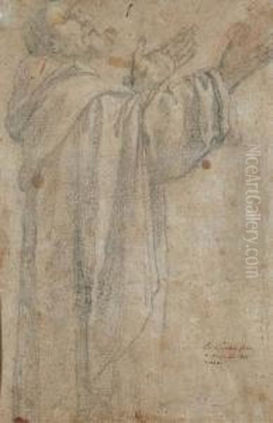 Frate Girato Con Le Braccia 
Alzate In Preghiera (recto); Frate Girato Verso La Destra (verso) Oil Painting by Lionello Spada