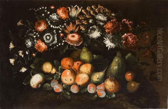 Nature Morte De Fleurs Et De Fruits Oil Painting by Giovanni Paolo Castelli Spadino
