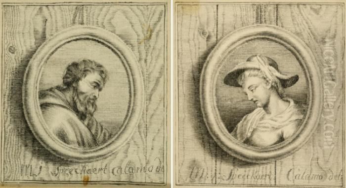 A
Pair Of Portraits Oil Painting by Michel Joseph Speeckaert