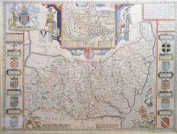 Suffolke Described And Divided 
Into Hundreds, The Situation Of The Fayre Towne Of Ipswich Shewed... Oil Painting by John Speede