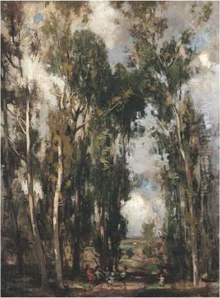 Playing In The Woods Oil Painting by John Guthrie Spence-Smith