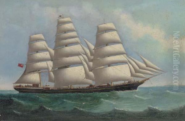 The Southern Monarch With Other Shipping In The Distance Oil Painting by Richard Barnett Spencer